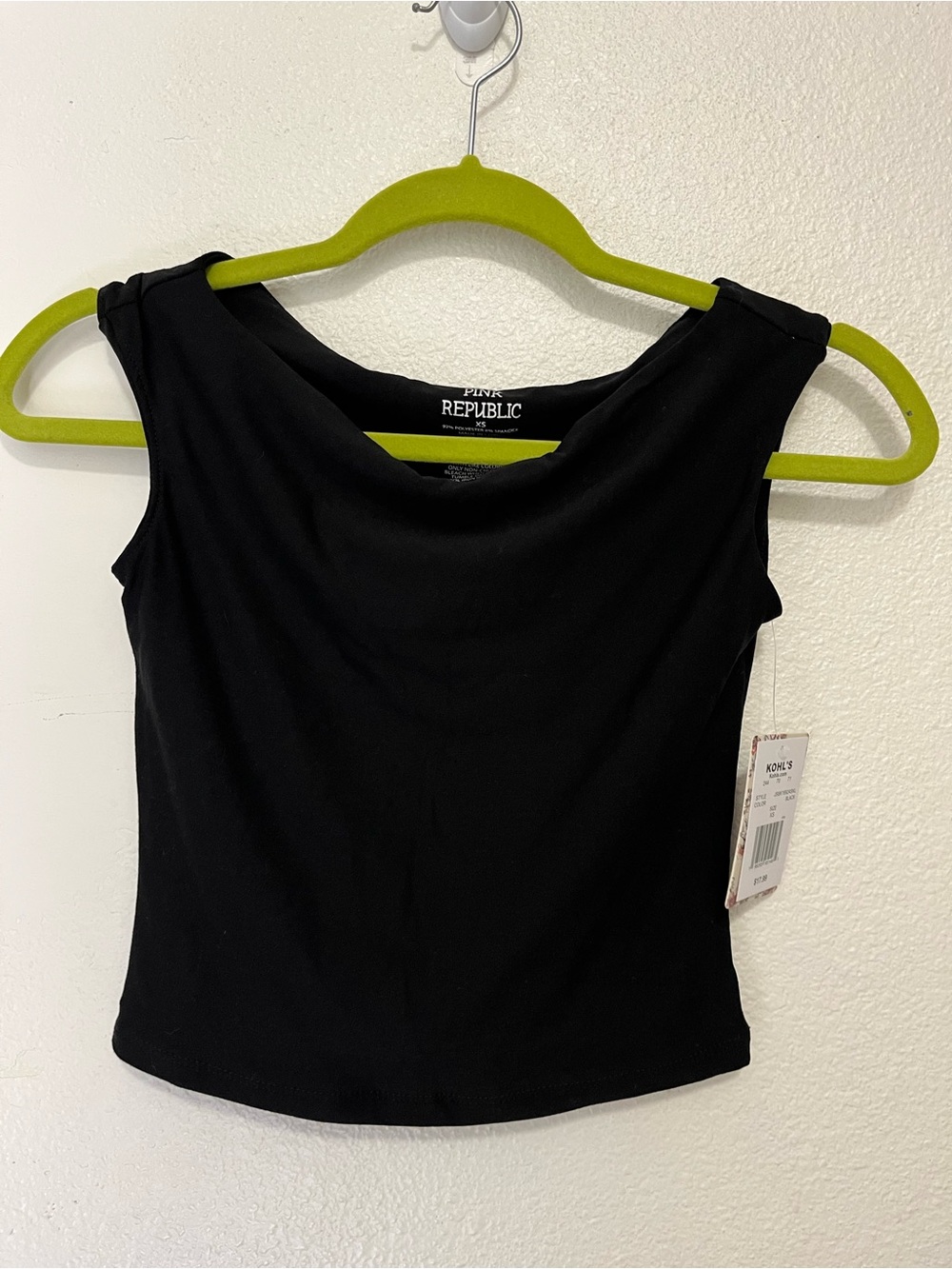 Kohl's Pink Republic Black Sleeveless Boatneck Tank